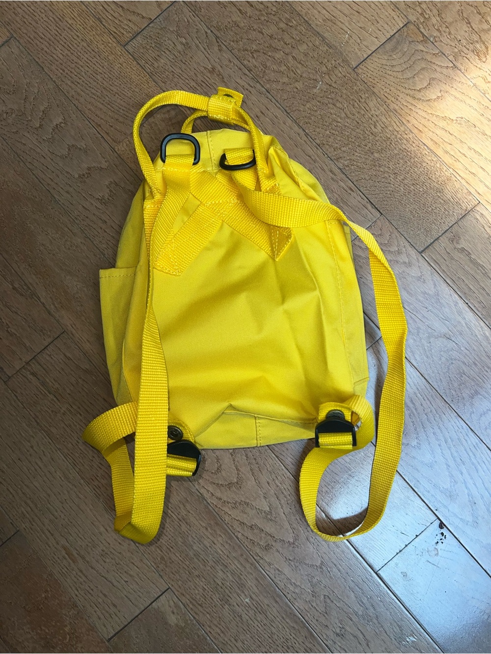 Fjallraven Kanken Mini Backpack in Bright Yellow with Red Logo - Picture 3 of 5